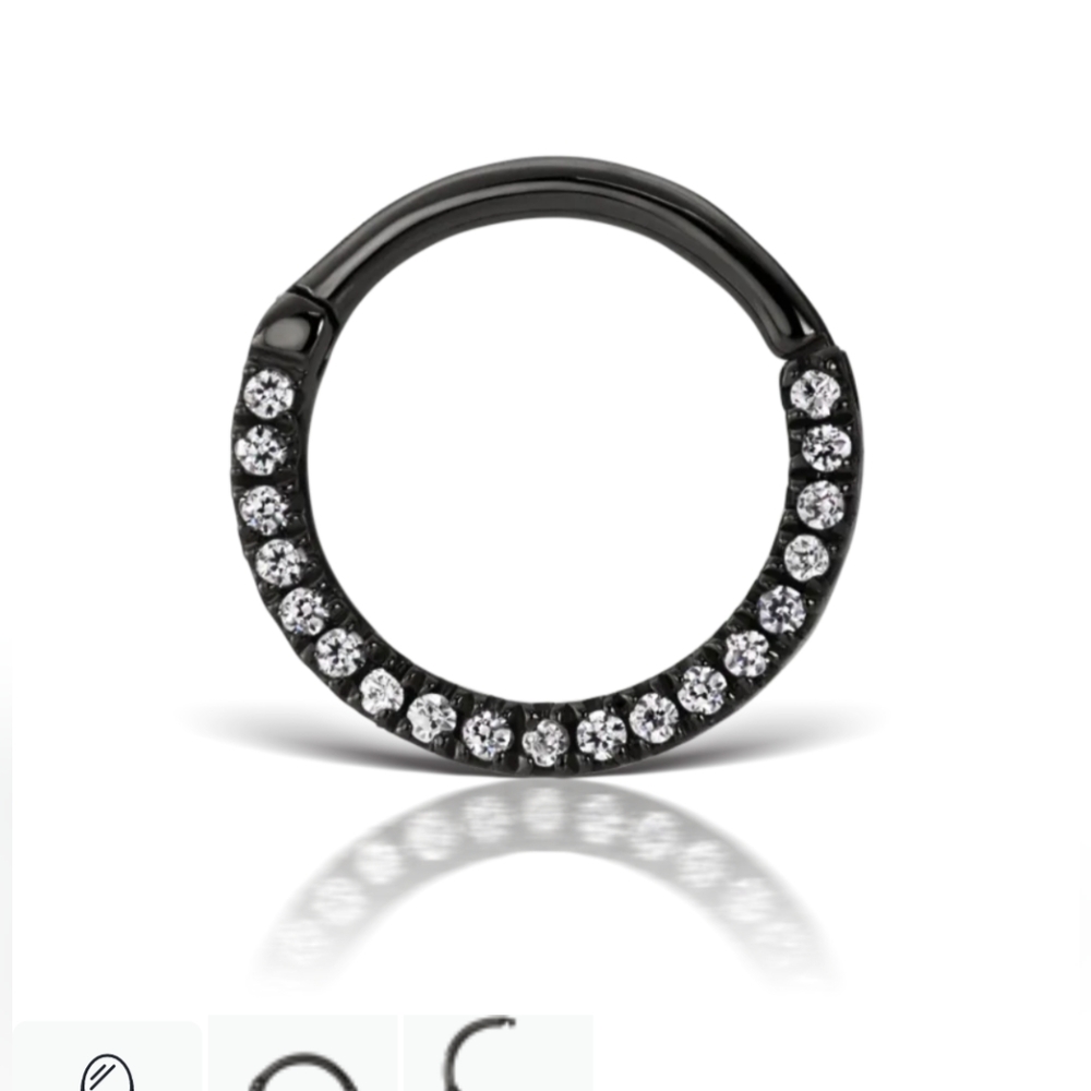 CZ Black Daith Ring